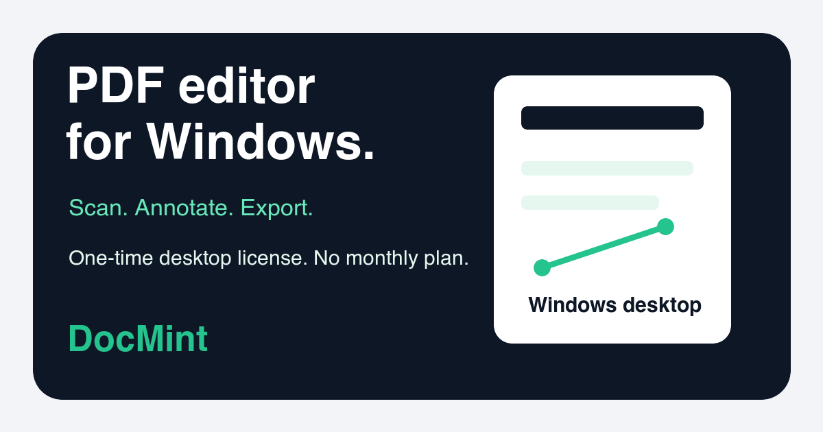 DocMint PDF editor for Windows — organize, annotate and export locally